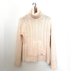 Columbia Cream Alpaca Blend Turtle Neck Cable Knit Sweater L